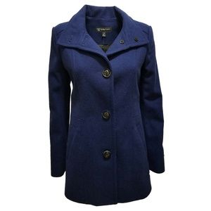INC International Stand-Collar Peacoat Blu…